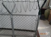 Pressed Steel Galvanized Wire Chain Link Fence With Barbed Wire V Arm On Top