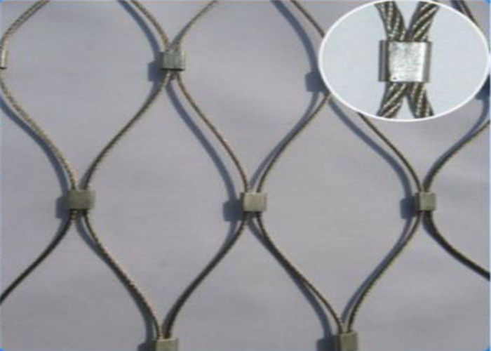 Architectural Metal Wire Rope Mesh , Crimped Stainless Steel Cable Netting