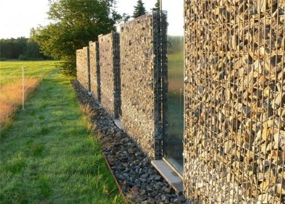 Decorative Gabion Baskets For Gardens , Green Gabion Fences Wall for Landscape