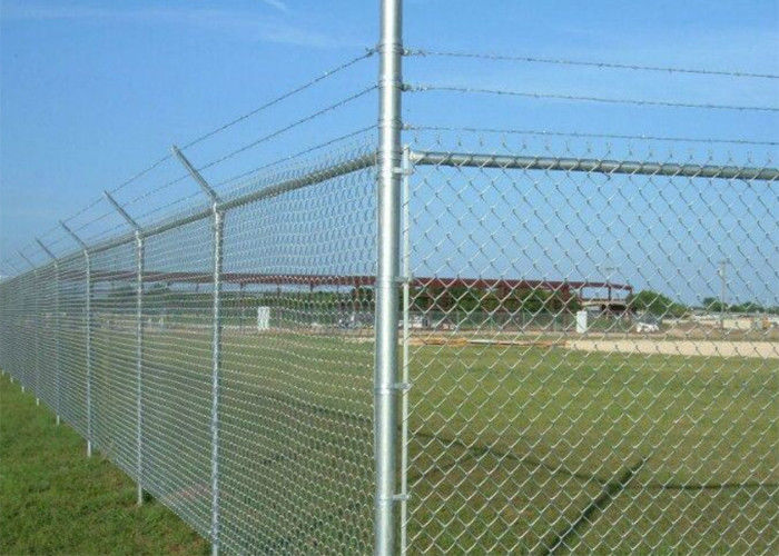 Opening 50mm Galvanized Chain Link Fence Top With Barbed Wire