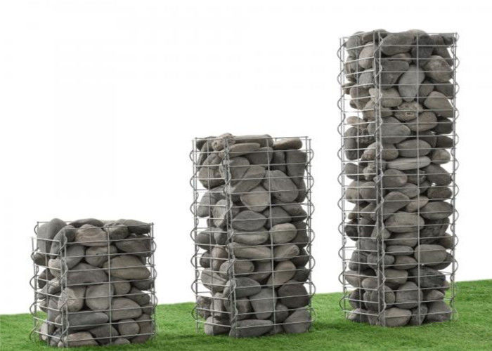 Landscape Gabion Stone Columns / Gabion Stone Cages For Garden Decoration