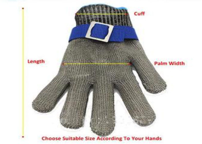 Reversible Level 5 Stainless Steel Safety Gloves With Textile Strap Silver Color