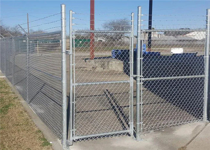 High Security 8 Feet Galvanized Steel Chain Link Fence 9 Gauge With Barbed Razor Wire